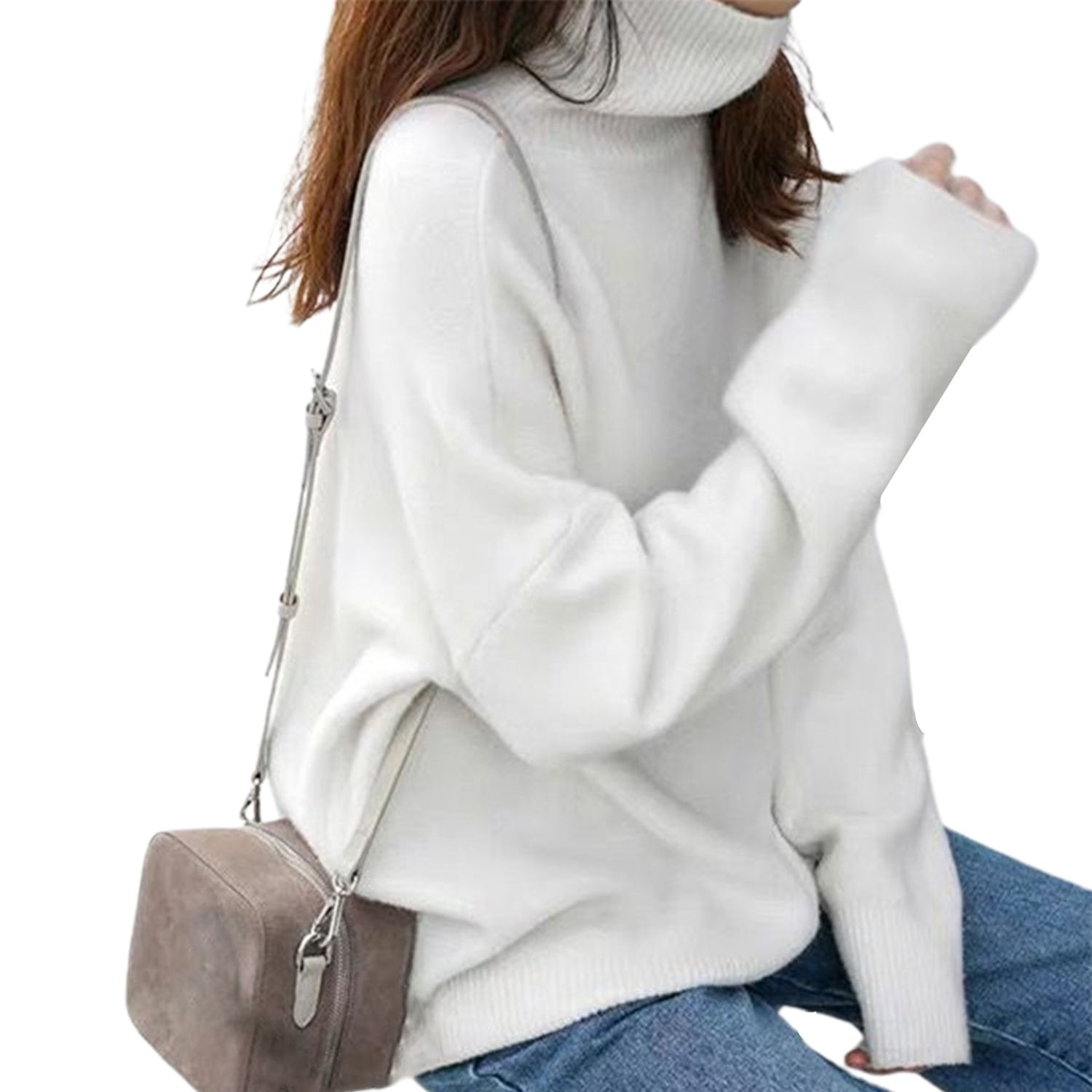 Knitted Pullover Exquisite Workmanship Women Turtleneck Long Sleeve Oversized Sweater