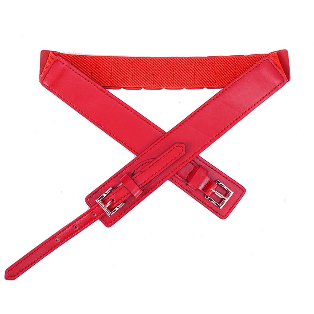 Fashion Lady Solid Color Belt Pin Buckle Faux Leather Wide Waist Strap Waistband