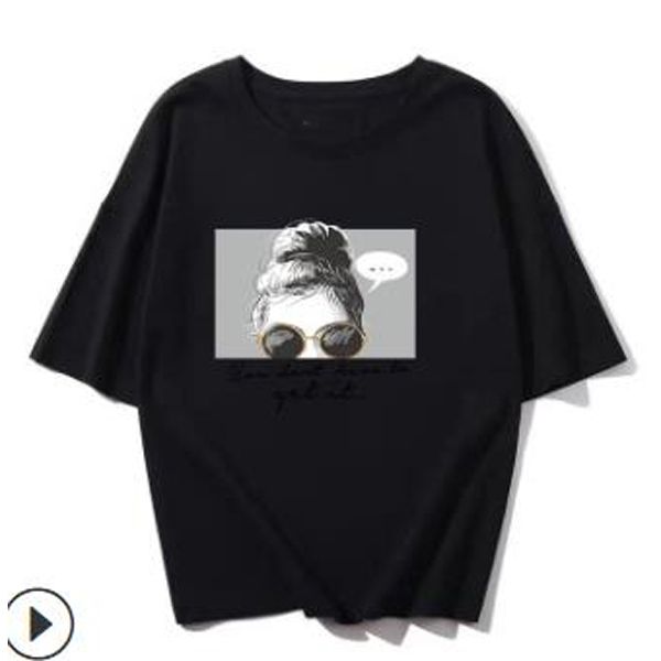 Women Fashion Short Sleeve Print T-shirt Stylish Round Neck Loose Top for Ladies Female
