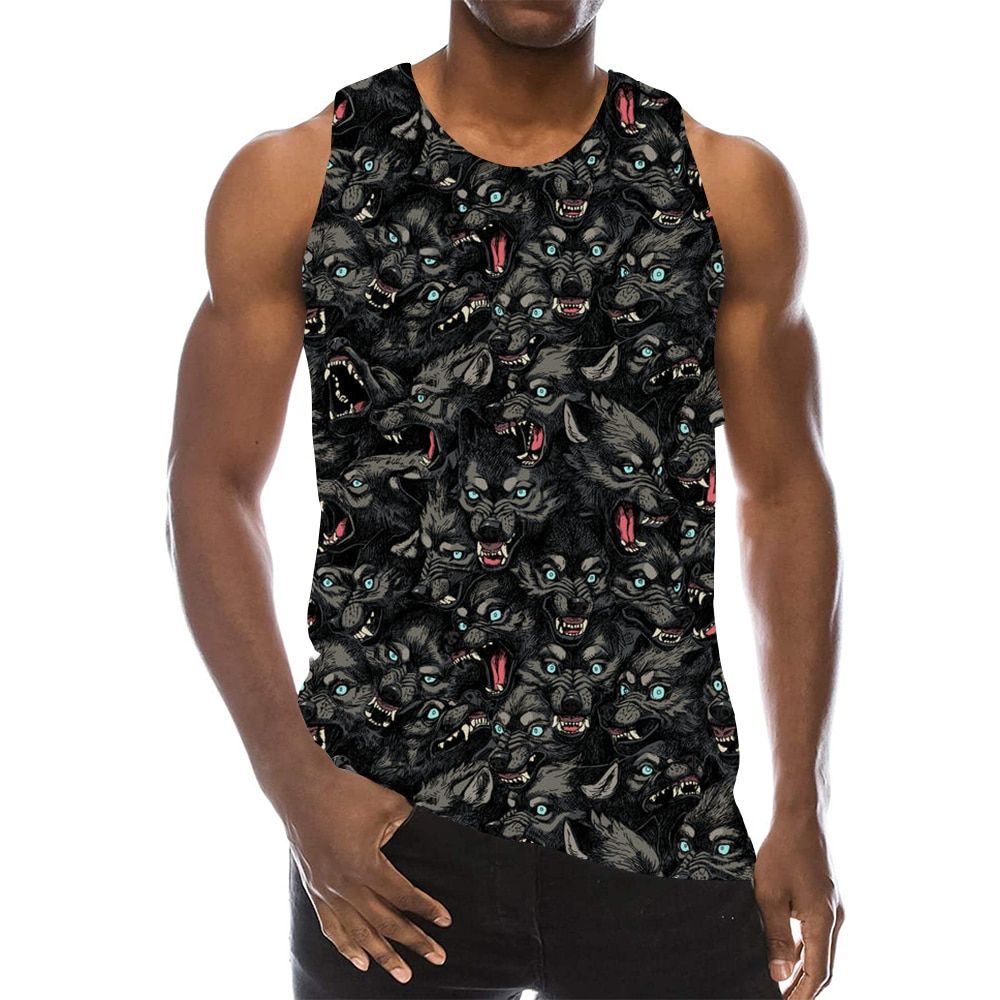 Men Graphic TaTop Round Neck 3D Print Sleeveless Daily Tops Men Black Abstract Skull Tees Men's Skeleton La Hop Tanks