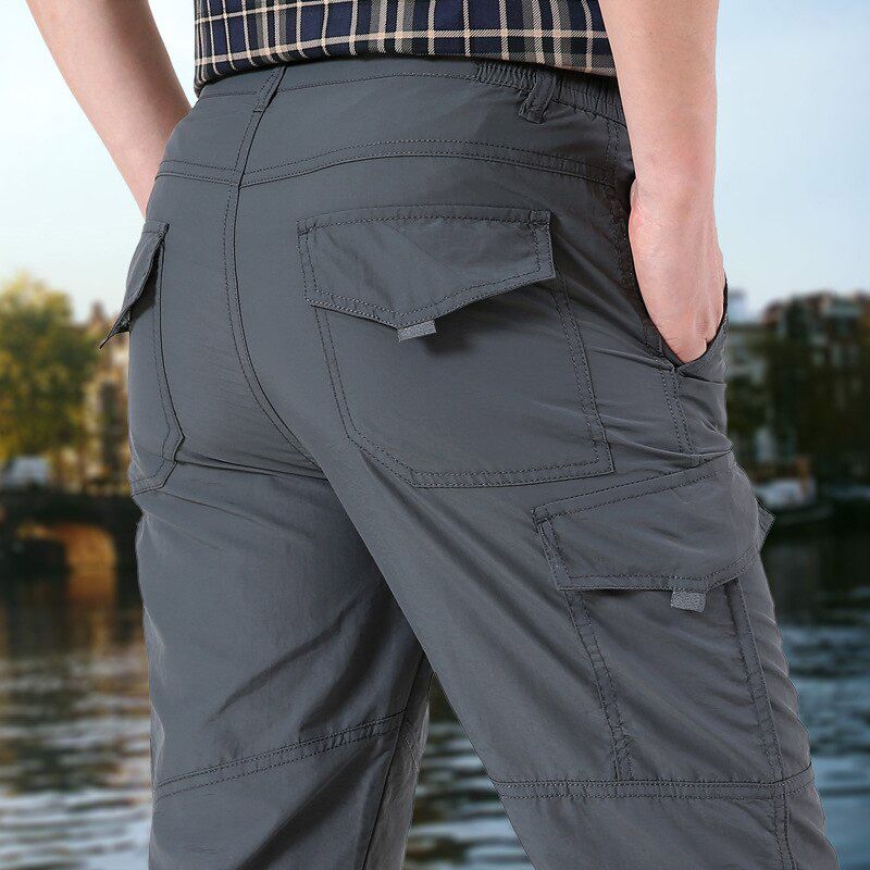 Men Lightweight Tactical Pants Elastic Casual Quick Dry Breathable   Style Long Male Trousers Waterproof Cargo Pant
