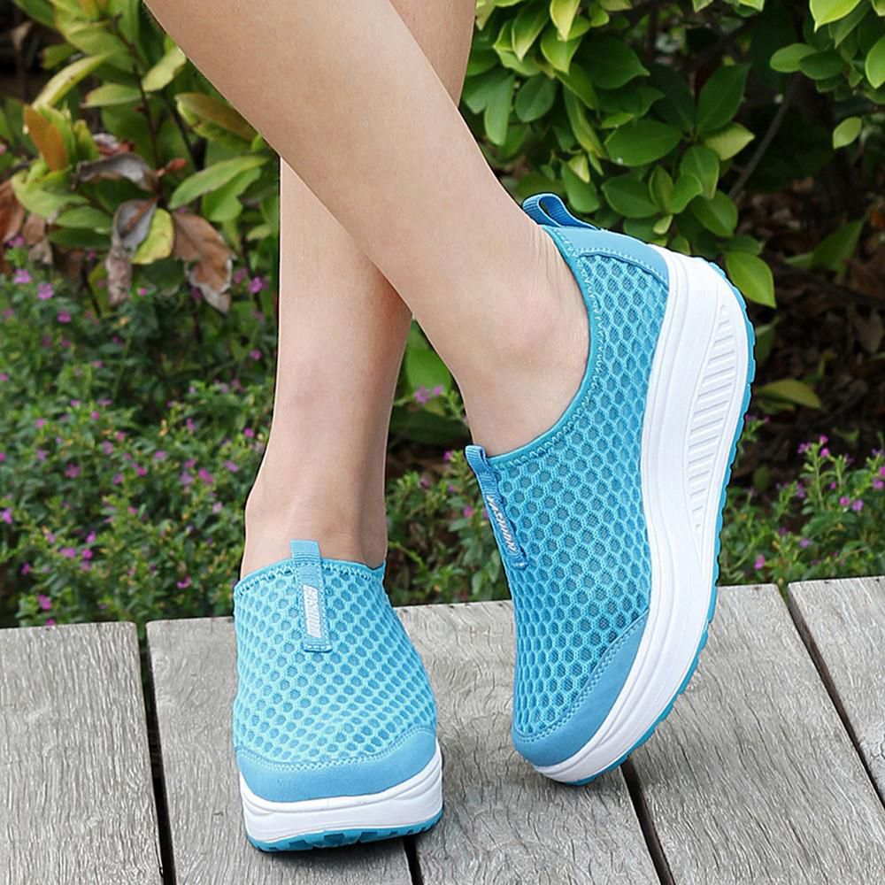 Fashion Women Platform Shoes Women Loafers Air Mesh Swing Wedges Shoe Cftgr7klp