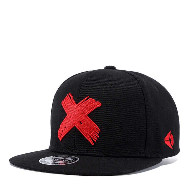 High Quality Unisex Cotton Snapback Cap 3D X Mens Flat Brim Baseball Cap Fashion Hip Hop Hats