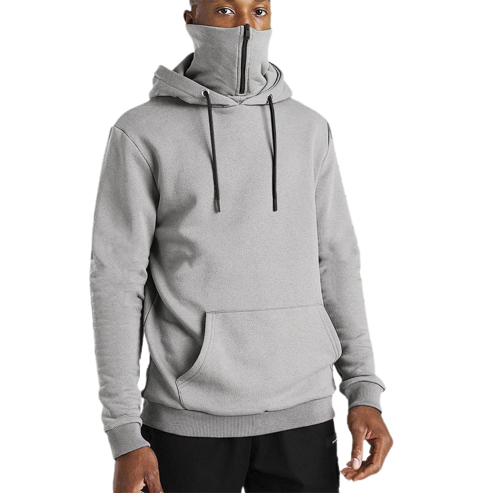 Autumn Hoodie Big Pocket Stand Collar Drawstring Spring Hoodie