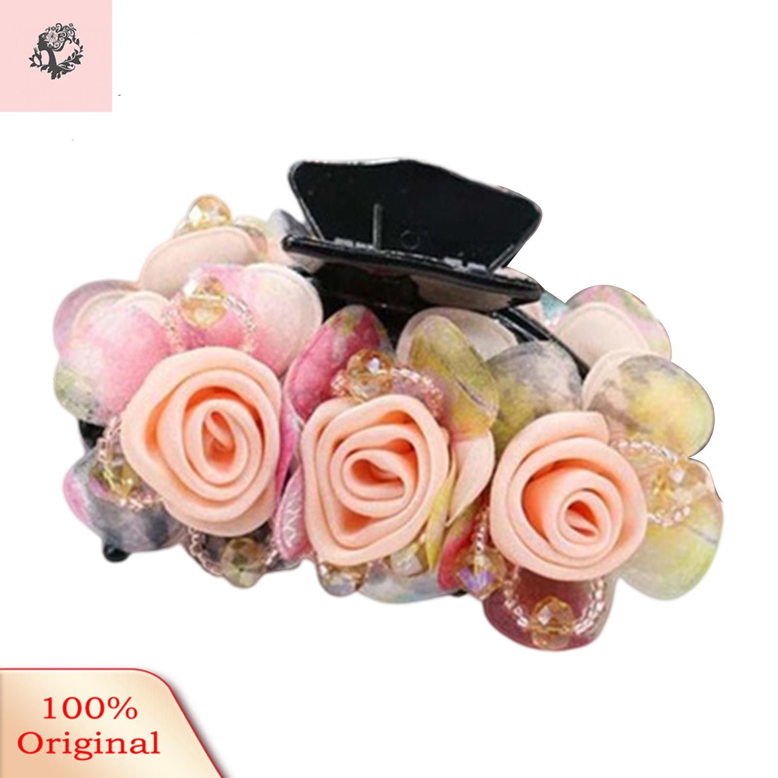 Sunnyheart Bath Hairgrip Fashionable Vivid Flower Beads Decor Hair Claw