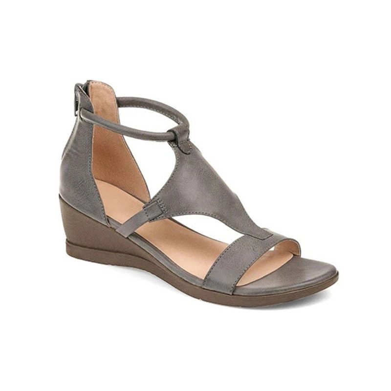Summer Women Sandals Mid Heels Wedges Shoes Woman Vintage PU Plus Size Shoes Gladiator Sandalias Mujer Sapato Feminino