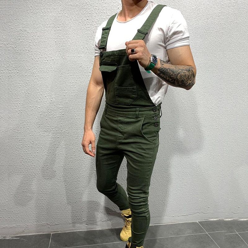 UK Mens Fashion Denim Dungaree Bib Overalls Jumpsuits Moto Biker Jeans Pants Trousers New