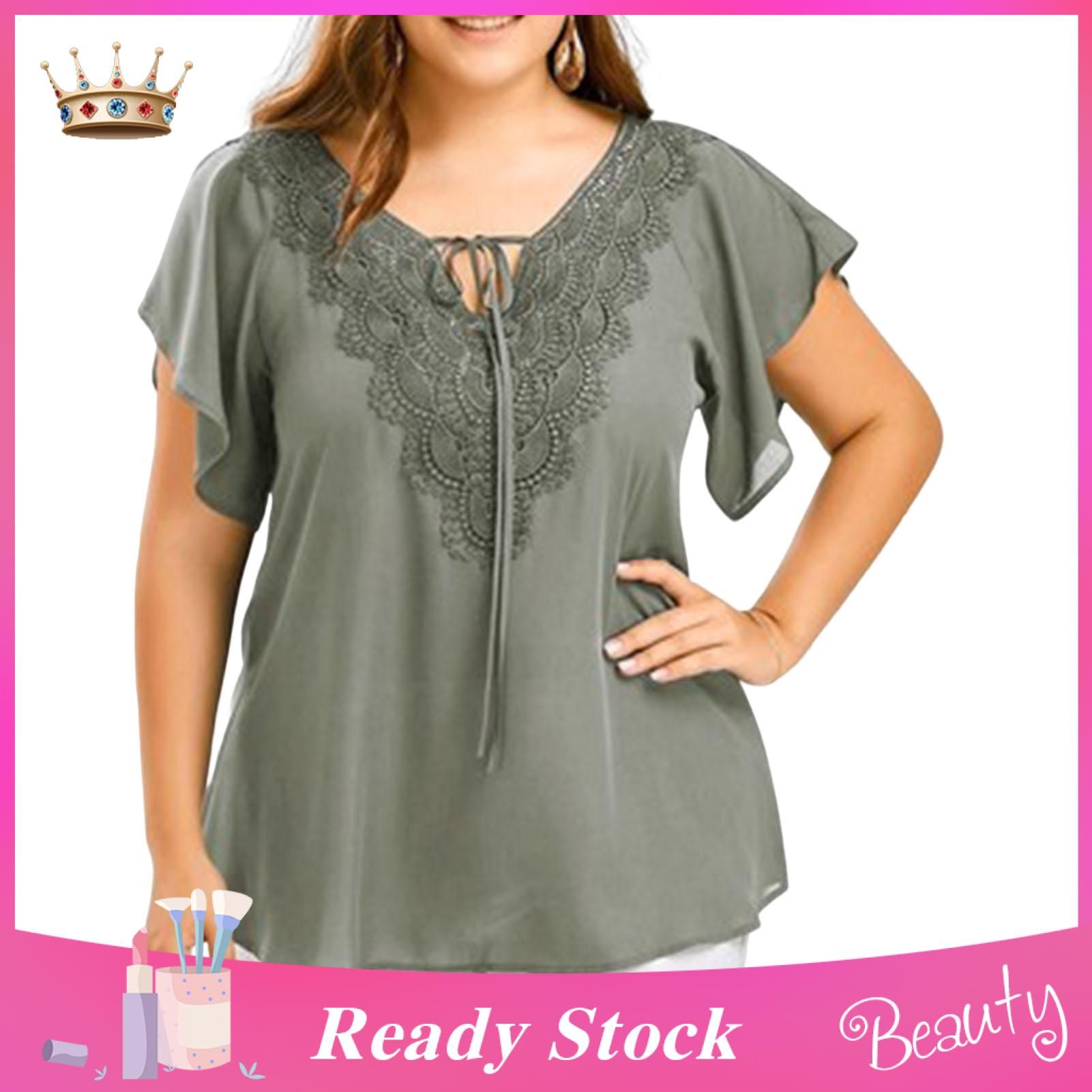 Casual Top V Neck Solid Color Blouse Top