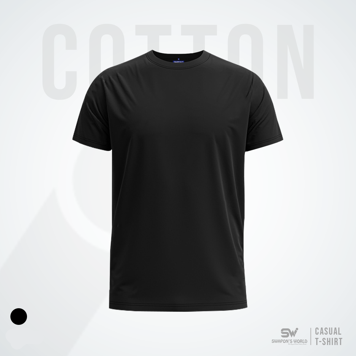 Black Cotton Short Sleeve T-Shirt for Men-SW3093T - Solid Tshirt for men