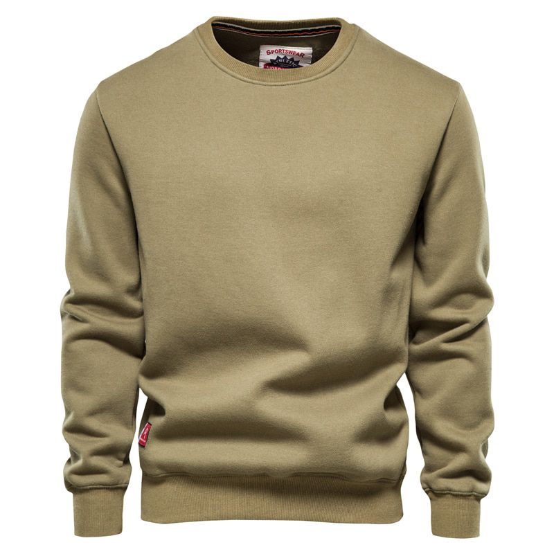 AIOPESON Plus Velvet Spliced Sweatshirts Men Casual Basic Solid Color Pullovers Mens Hoodie Autumn Winter Sweatshirt for Men