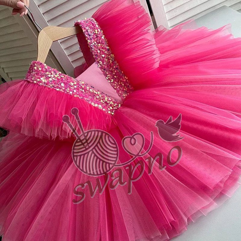 Baby  rainbow Sequin fluffy Princess Party Dress for girls dress
