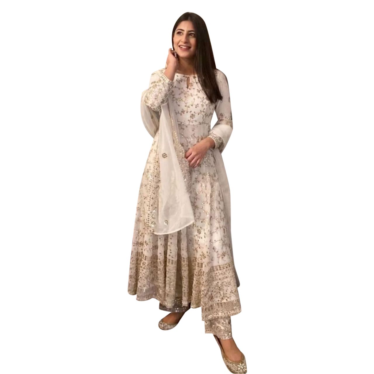 Women's Dresses Party Gown-Semi Stiched With Weightless Georgette Heavy Soft Dress Best Quality Embroidery Work Anarkali Gown For Girl And Only Women