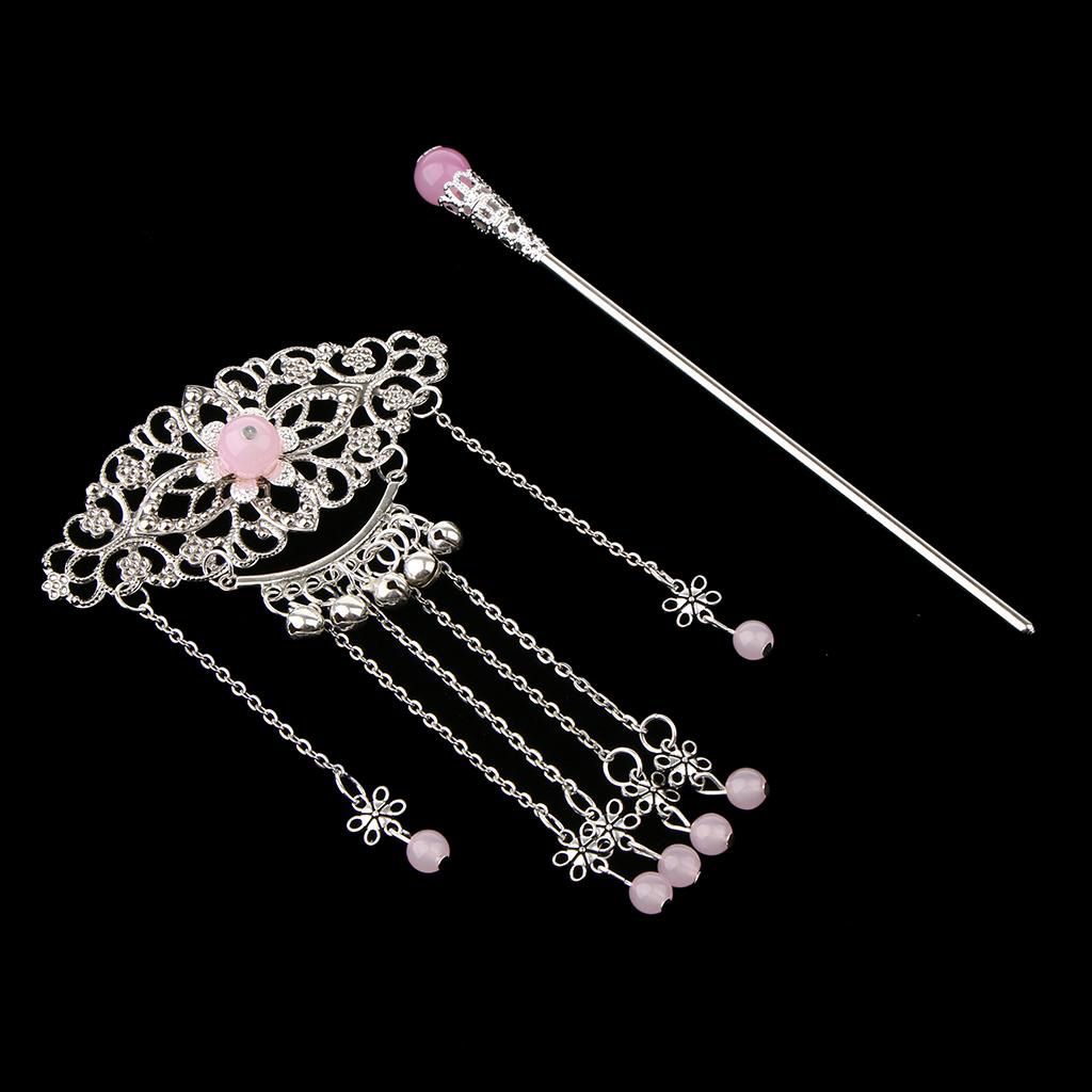 【ALLGOOD】Women Retro Traditional Chinese Wedding Floral Tassels Bells Hair Stick Chignon Chopsticks Headwear Hair Stick  Jewelry