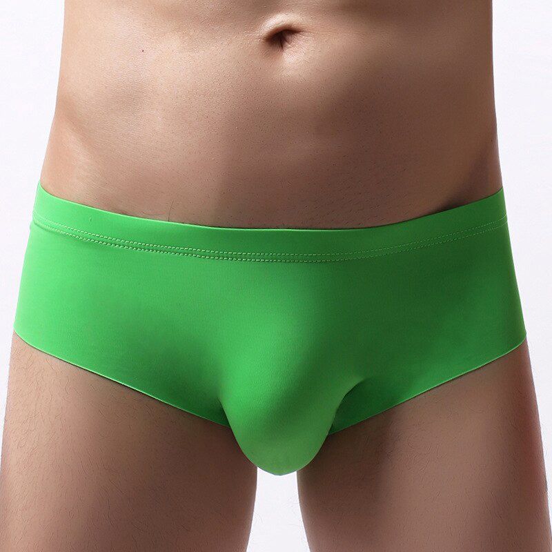 Sexy Men Briefs Shorts Thin Ice Silk Low Waist Panties Solid U Conve Pouch Seamless Underpants