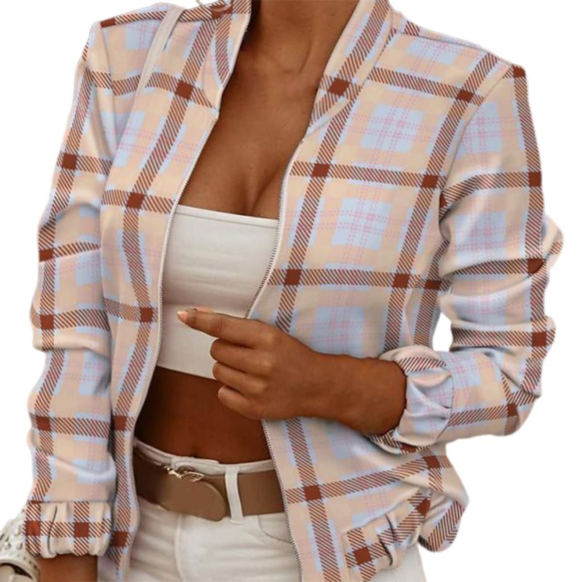 Women Jacket Zipper Closure Tie Dye Ladie Vintage Coat Top