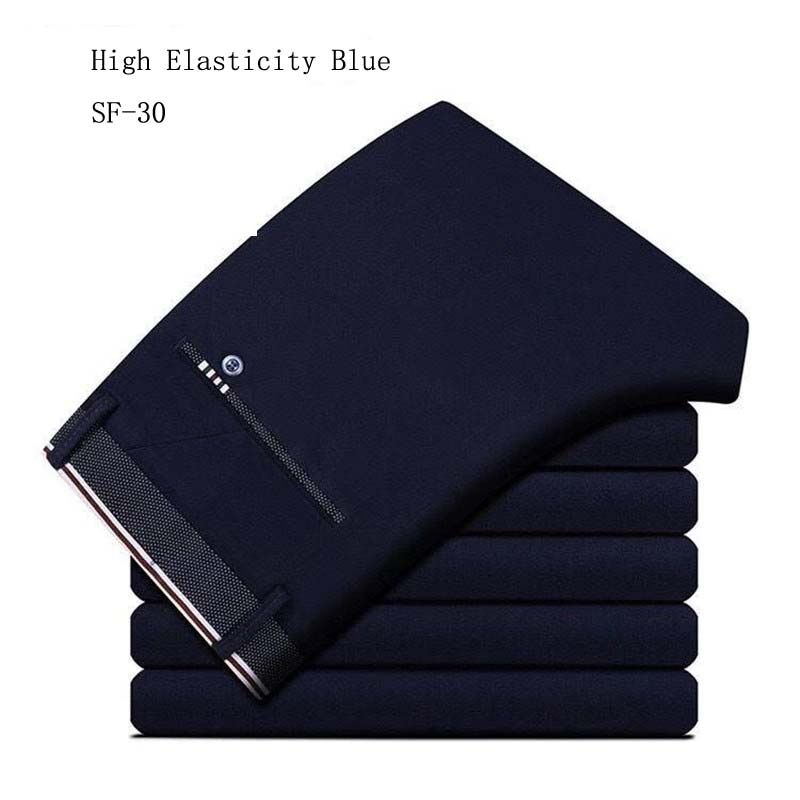 2022 Men Dress Pant Plaid Busines Casual Slim Fit  Summer Elastic Leisure Suit Pants Classic Vintage wrinkle-resistant Korean