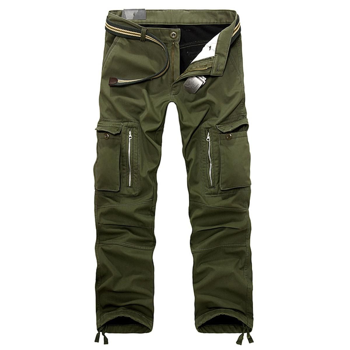 Winter Fleece Warm Tactical Pants Zip Cotton Trousers Loose  Green Cargo Pants Men Casual Plus Thicken Tooling Pants size 40