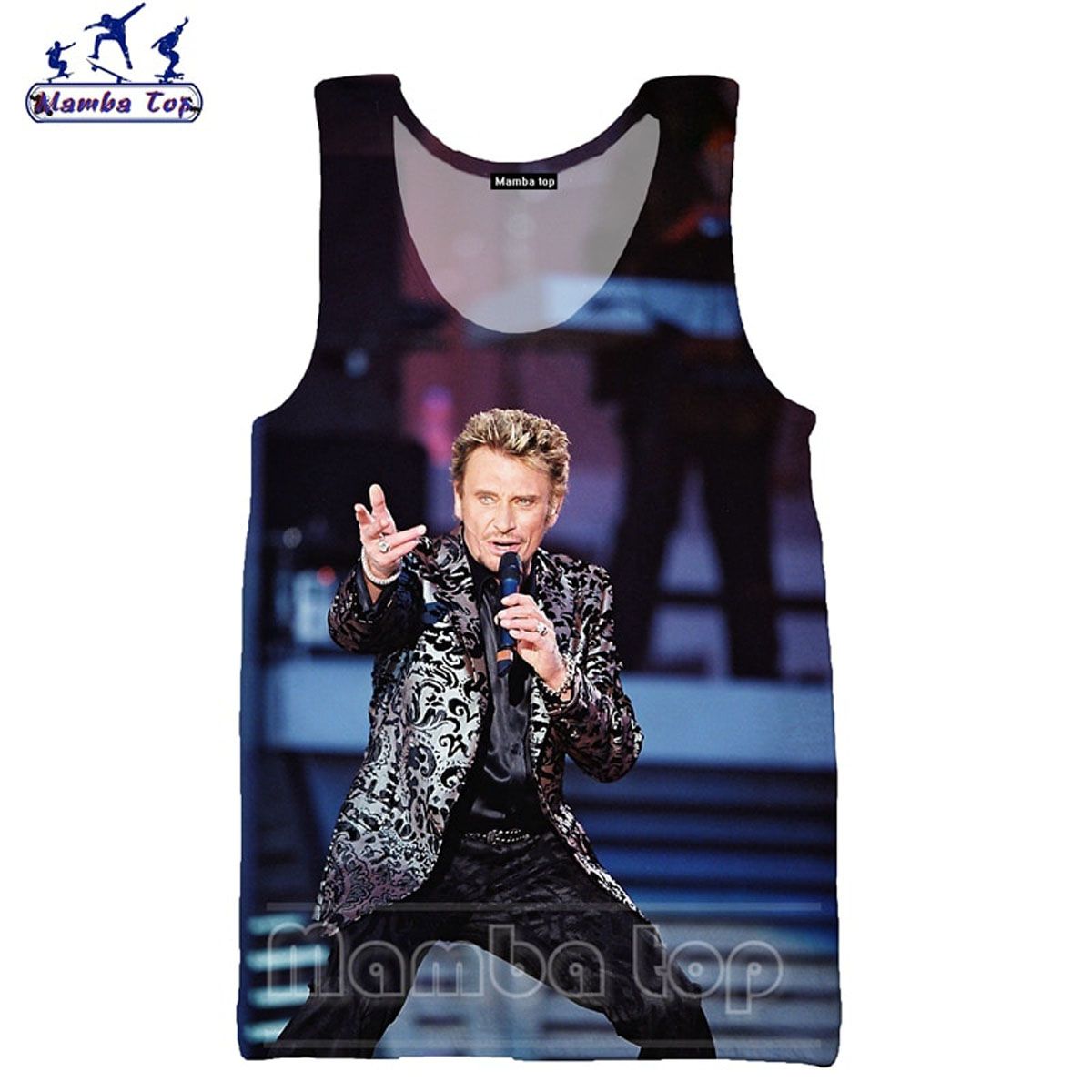 Mamba Top 3D Print Rock  Johnny Hallyday Vest Men TaTops Sleeveless French Elvis Undershirt Fitness Summer Women Shirt