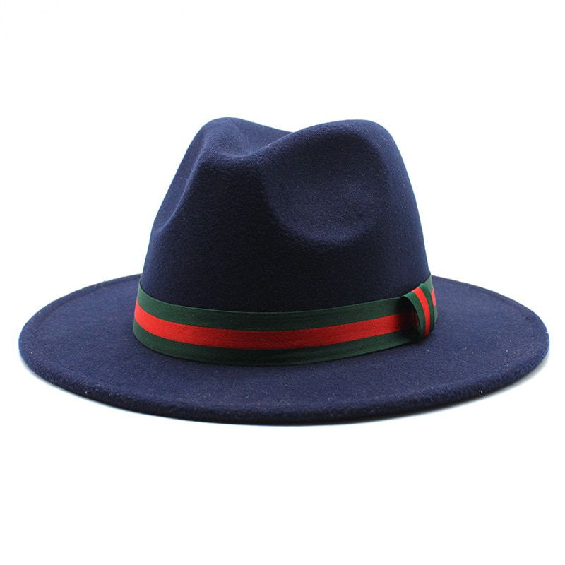 New style big brim hat for autumn and winter fashion flat brim top hat for men and women woolen jazz hats