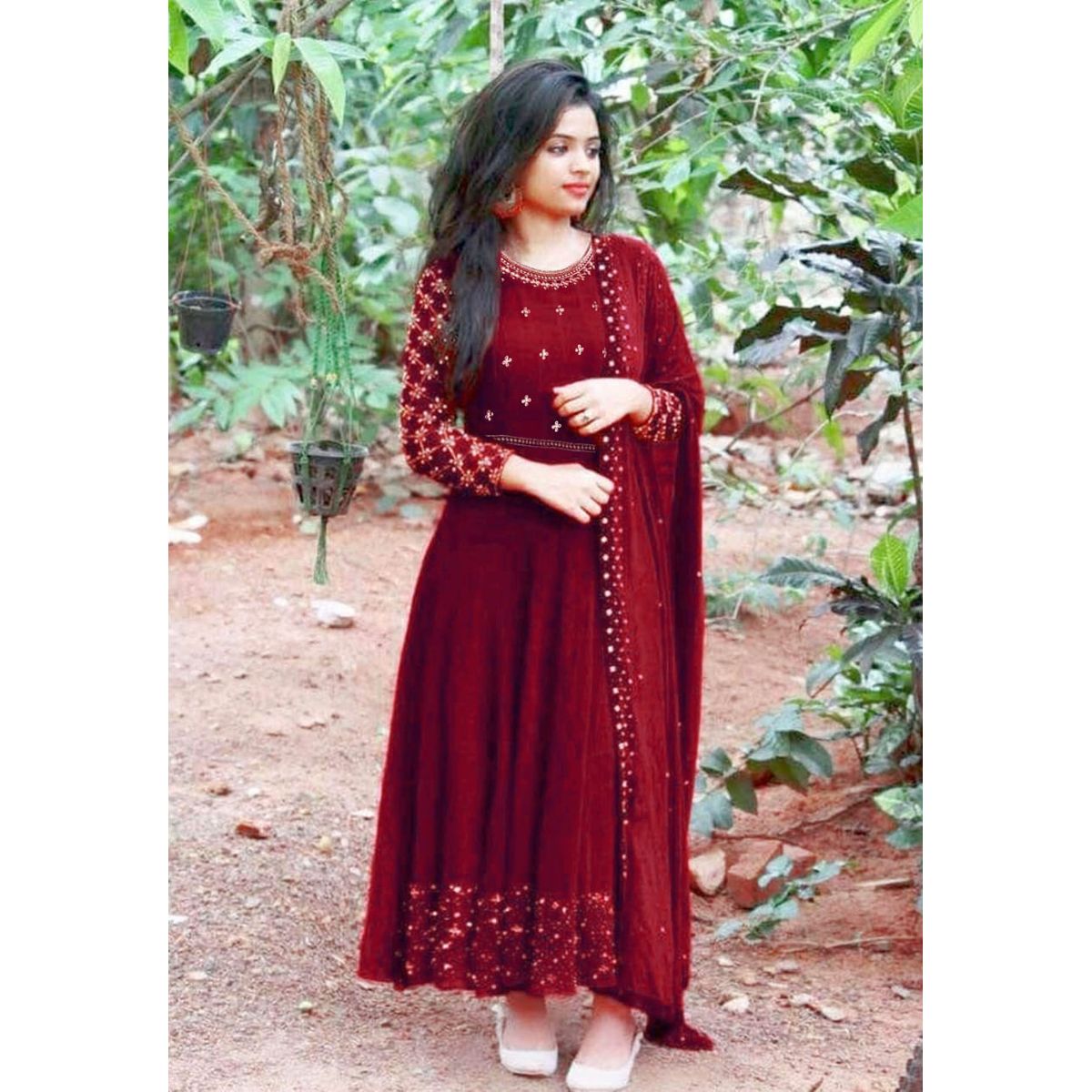Indian Unstitched Georgette/Jorjet Shalwar Kameez Four Piece Party Dress {4 Piece}