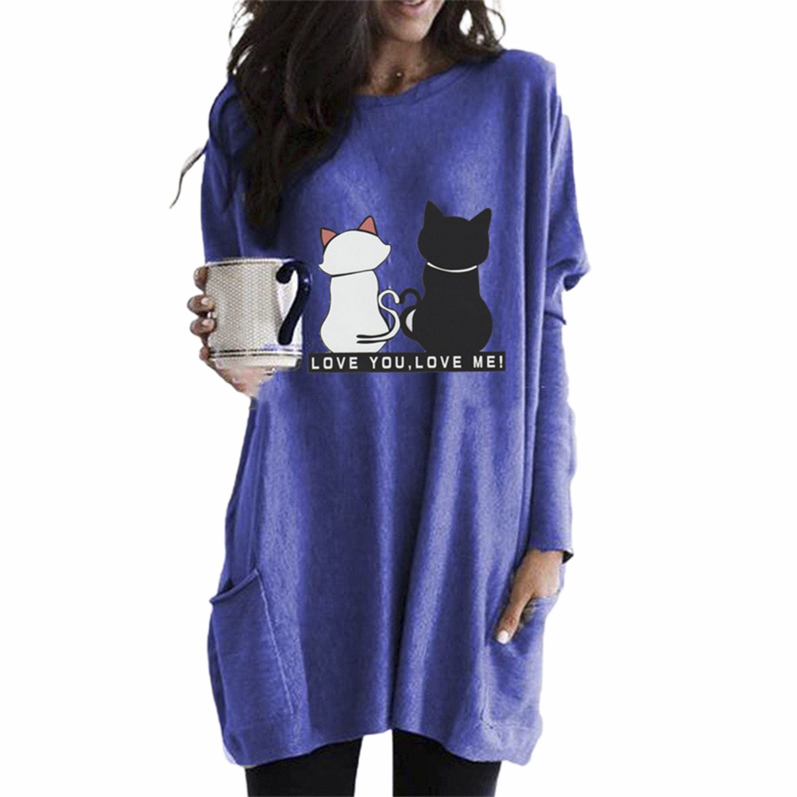 ni Dress Long Sleeve Pure Color Loose-fitting Dress