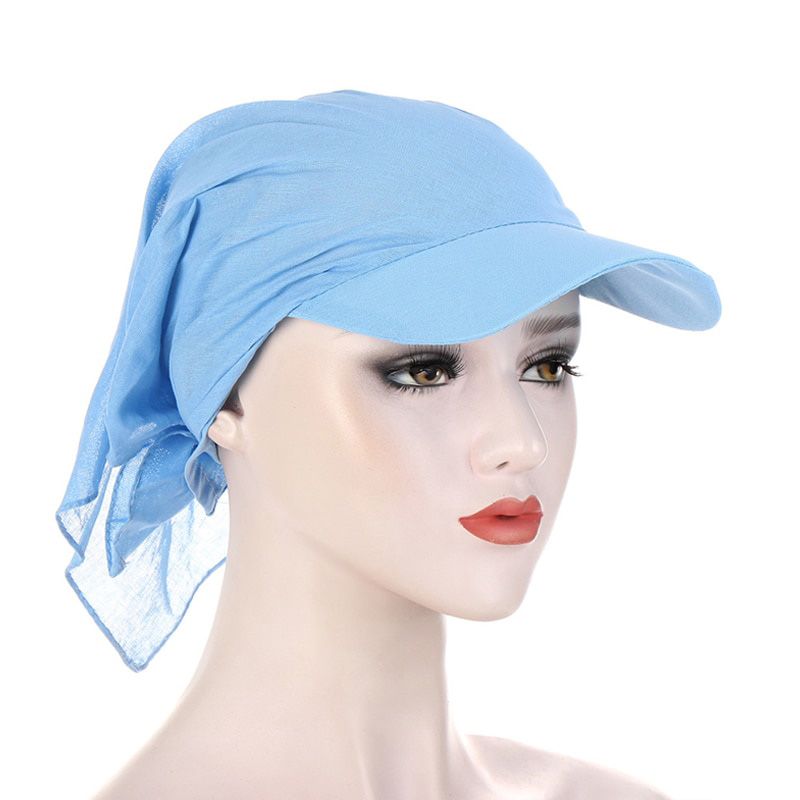 Fashion Women Durag Brim Cap Sun Visor with Pre-Tied Turban Caps  Outdoor Windproof Bandana Print Headscarf Beach Outdoor