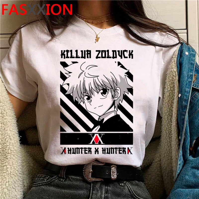 Kawaii Hunter X Hunter Tshirt Men Killua Zoldyck Funny Cartoon Cute Anime T-shirt Kurapika HxH Devil Eye Unisex Tshirt Tees Male