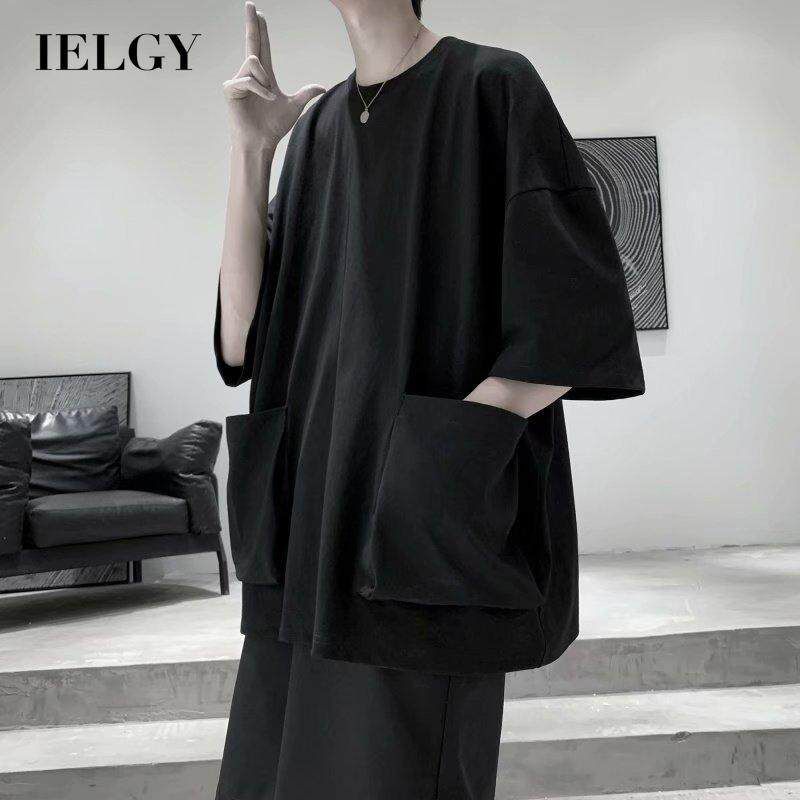 IELGY 【S-XXL】short-sleeved t-shirt men's niche loose pocket clothes