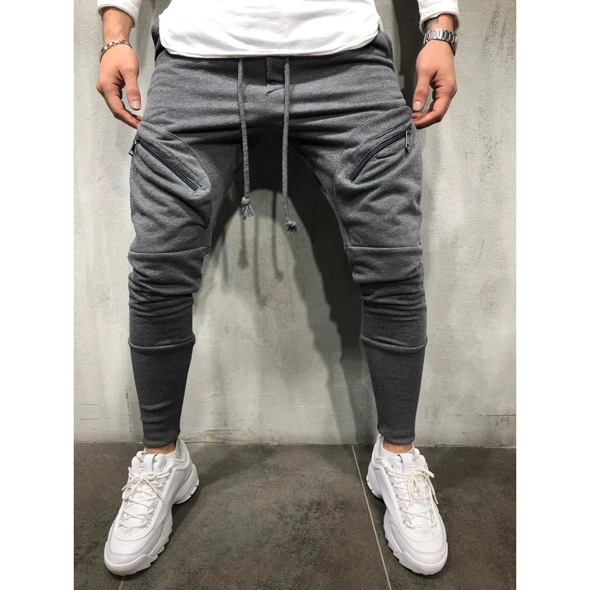 New Four Seasons Small Feet Men's Casual Pants Splicing Street Clothes Hip Hop Style Sports Men Jogging Pants