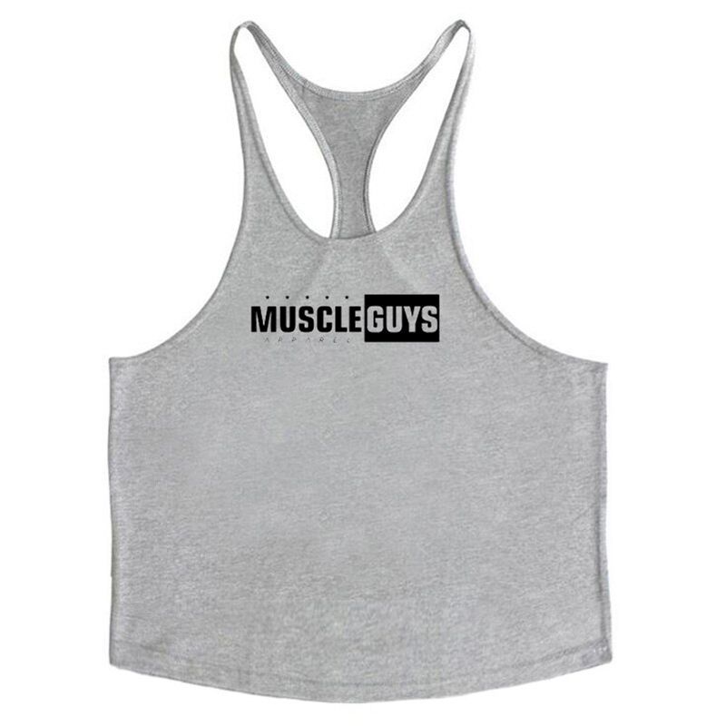 Back Cotton Gym TaTops Men Sleeveless Tanktops For Men Bodybuilding Clothing Undershirt Fitness Stringer Vest
