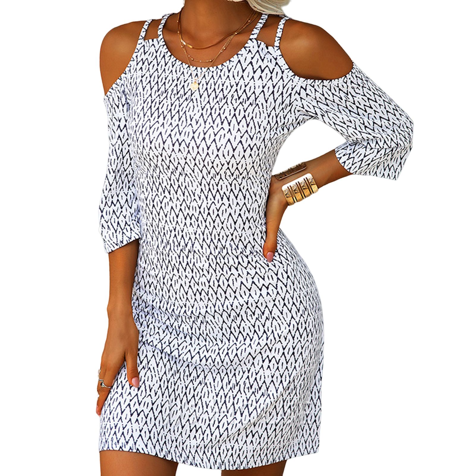 Lady Dress Elegant Spaghetti Strap Contrast Colorni Dress