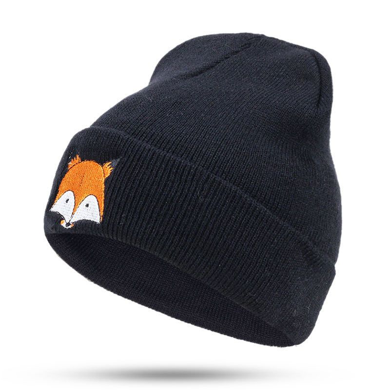 Unisex Winter Beanies Skullies For Men Women Cartoon Fox Embroidery Women's Knitted Hat Bonnet Cap Skiing Warm Men's Hats