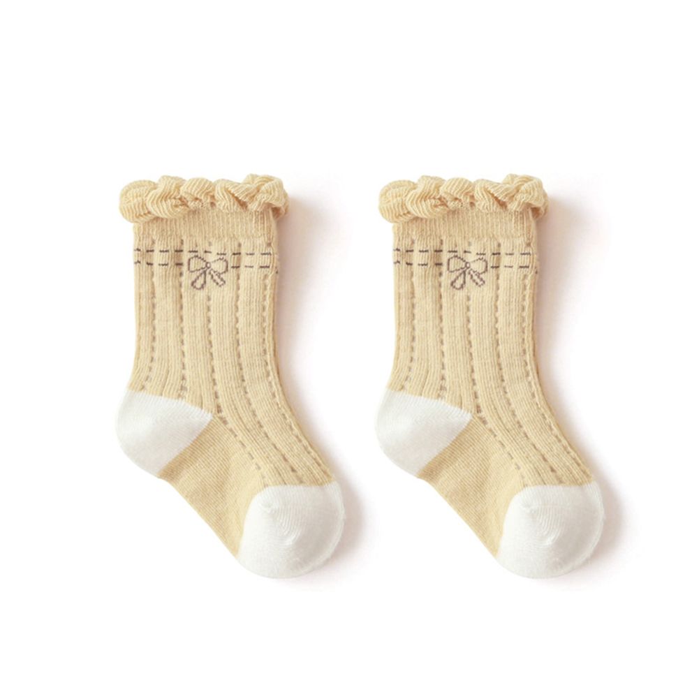 Yfashion Baby Socks Newborn Girls Boneless Bowknot Socks Breathable Cotton Medium Tube Princess Socks color