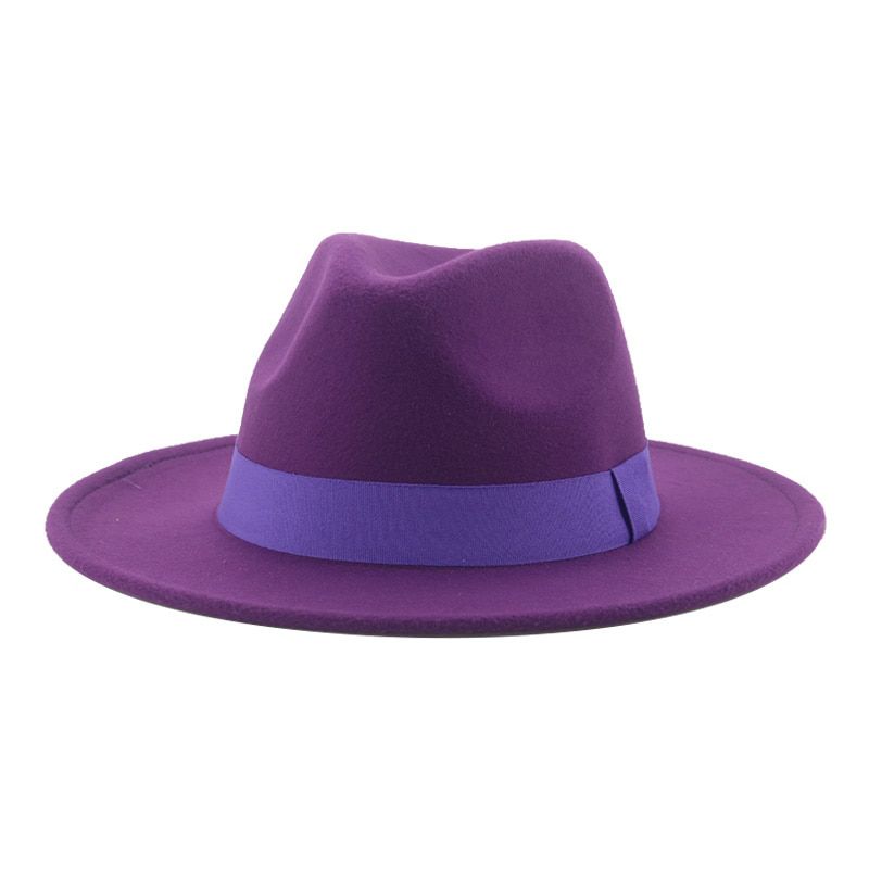 Women's Hat Men Fedora Hats Wide Brim Belt Ribbon Band Solid Classic Formal Dress Wedding Fedora Hats for Men SombrDe Mujer