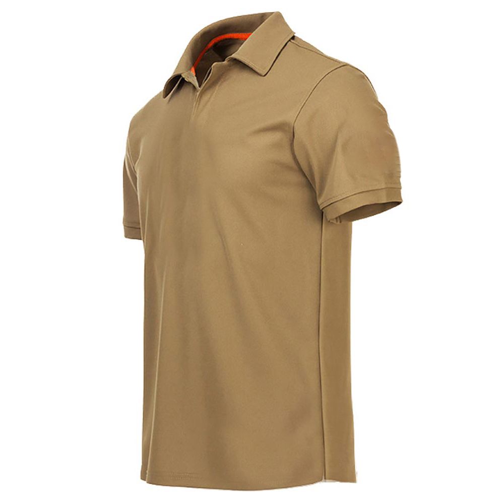 OIMG Men Summer Casual Turn Down Collar Short Sleeve Armband Buttons T-Shirt Top