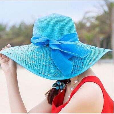 Elegant Ladies Summer Hats  Straw Hats For Fashion Bow Women Beach Sun Hats Foldable hat Chapeau Femme