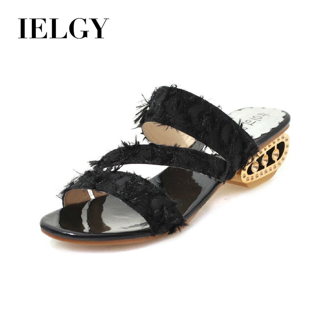 IELGY Sandals Slippers Women's Fashion All-match Large Size Ladies Sandals