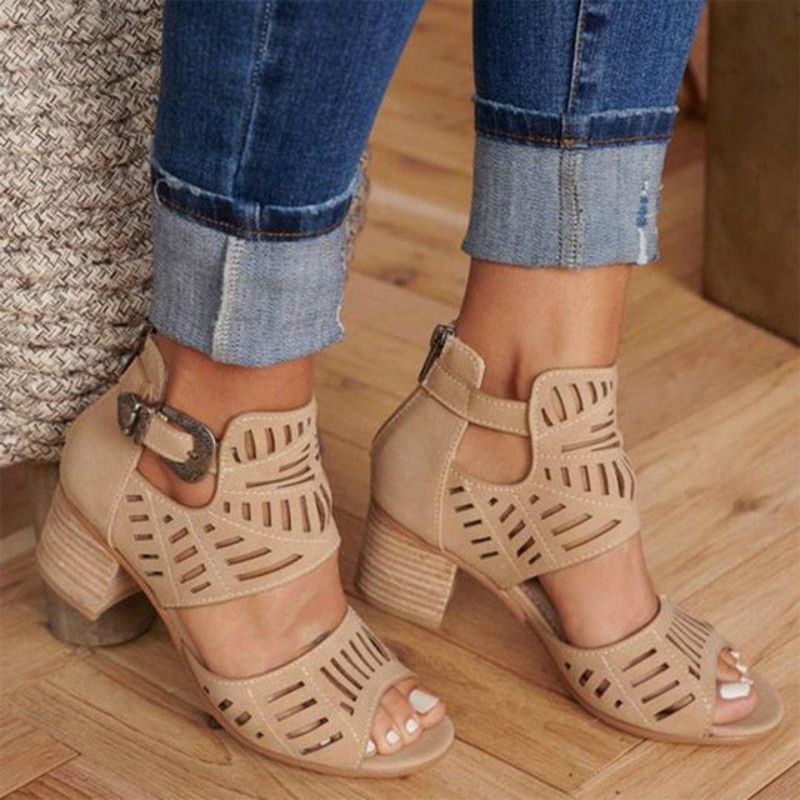 Openwork Carved Thick Bottom Women Sandals