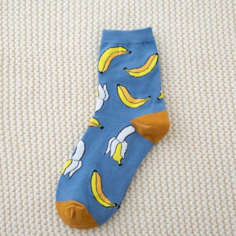 Socks Women Cartoon Fruit Sox Cotton Watermelon Lemon Strawberry Banana Avocado Pattern Prints Woman Socks Fashion Harajuku Sock
