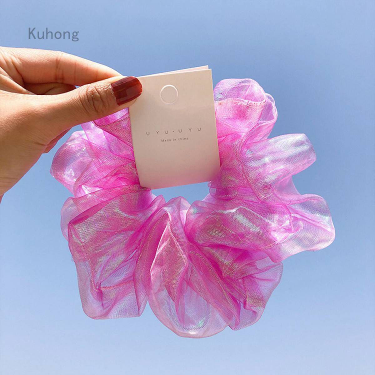 【BestGO】Korea Big Size Organza Hair Scrunchies For Women Elastic Hair BanGirls Headwear Ponytail Holder Hair Tie Hair Accessories