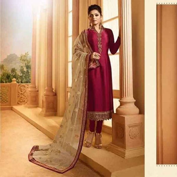 Unstitched Deep Pink Georgette Salwar Kameez For Women