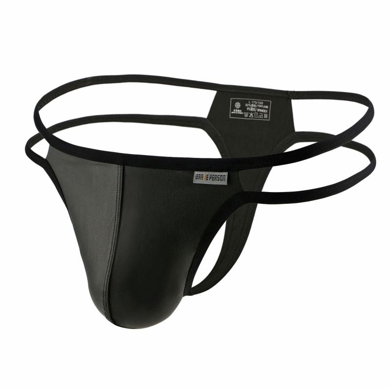 BPERSON  New Men Briefs Sexy Men Thongs  Imitation Leather Fabric Innovative Design Man Underpants