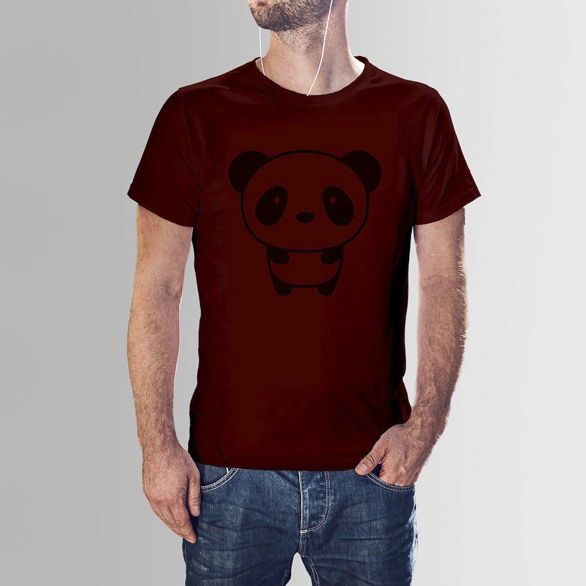 Maroon Cotton Sad Panda HNH  T-shirt For Men