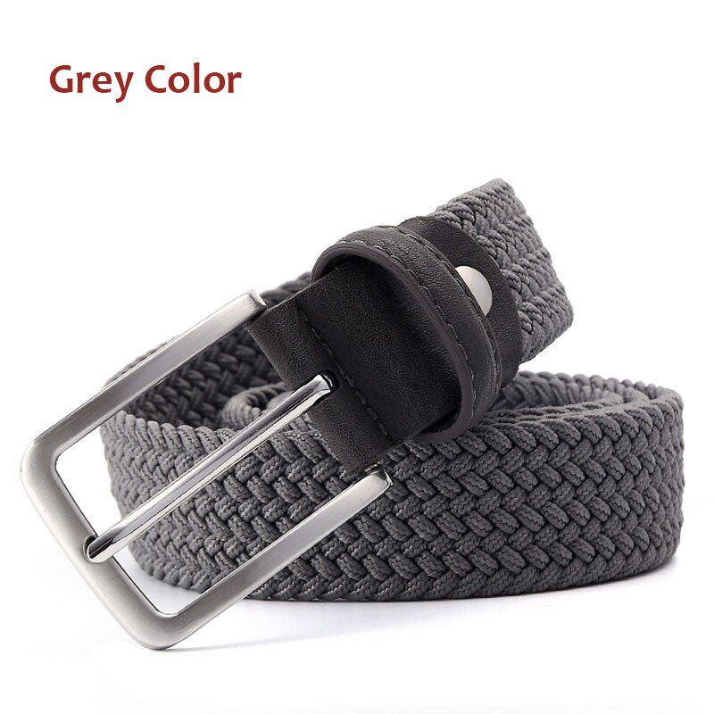 Men Elastic Belt Waistband Style Silver Buckle Stretch Belt Black Color Beige Color Blue Grey Navy Color