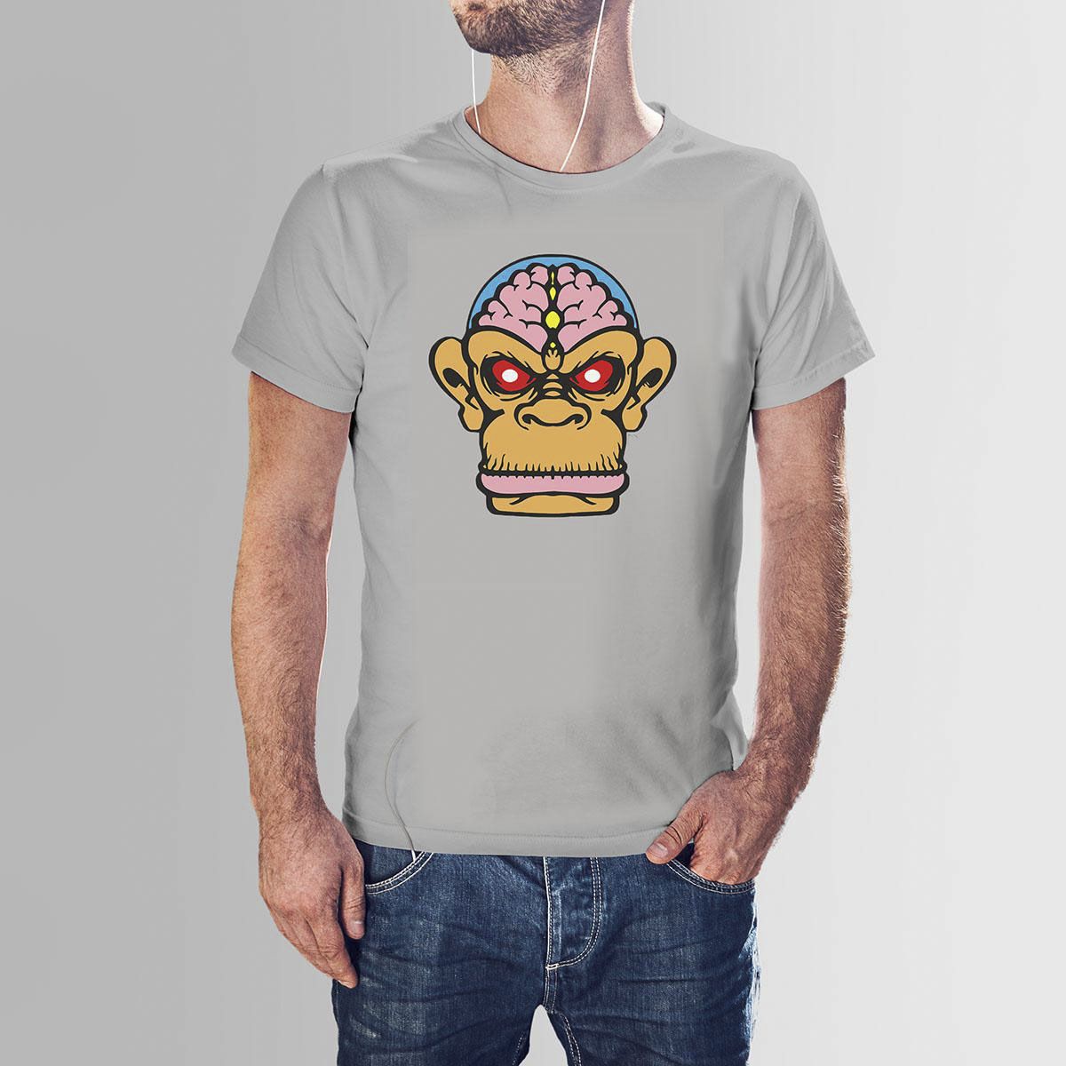Ash Cotton Monkey king Cartoon HNH  T-shirt For Men