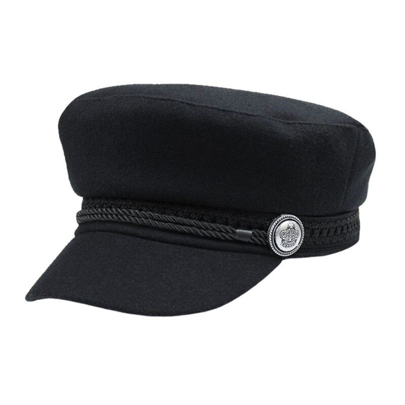 Fashion Hat Winter Cap Wool Hat Women Button Cap Casual wear rope flat Cap Elegant Solid Autumn