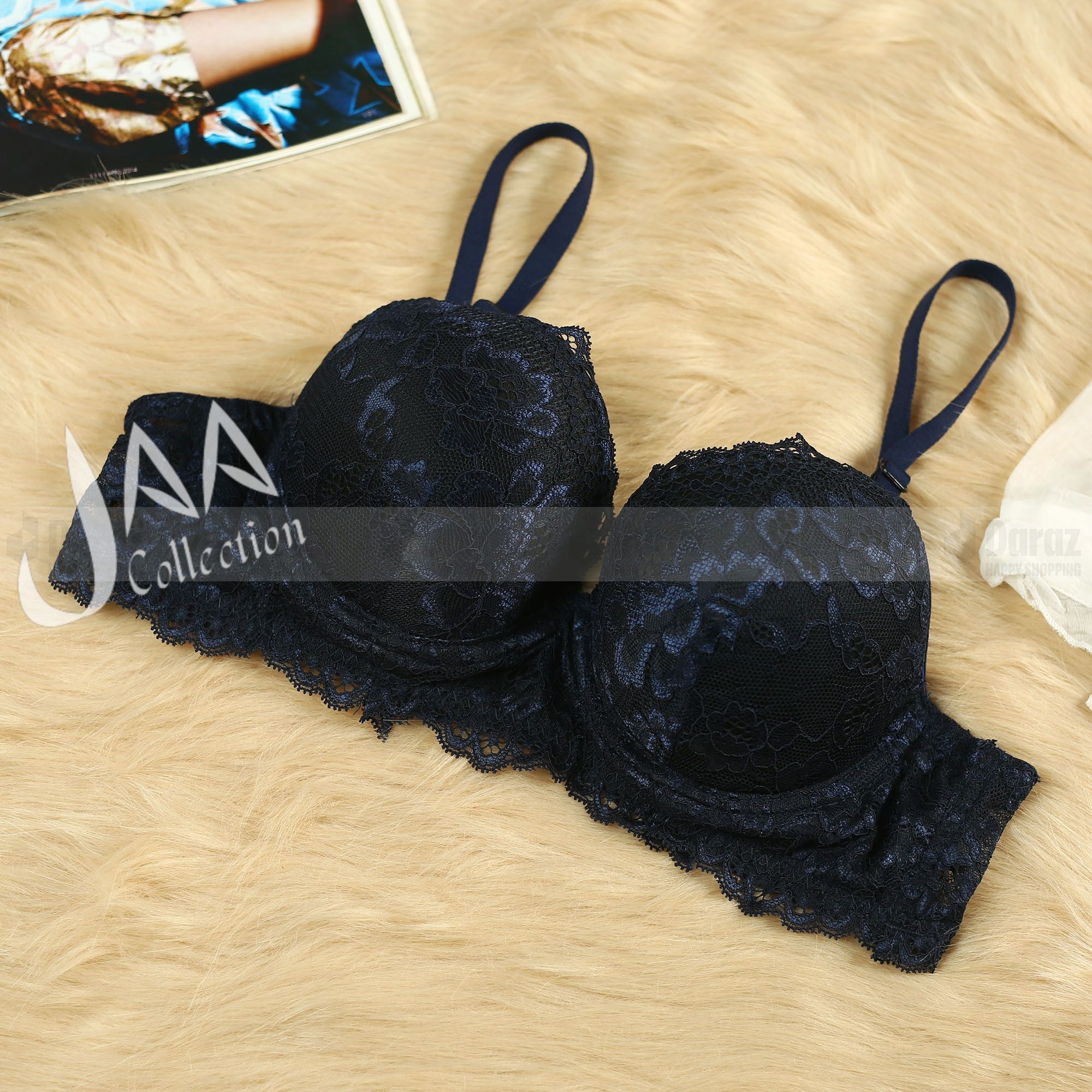 Blue Soft Comfortable Net Foam Paded Pushup Bra for Sexy Women and Girls