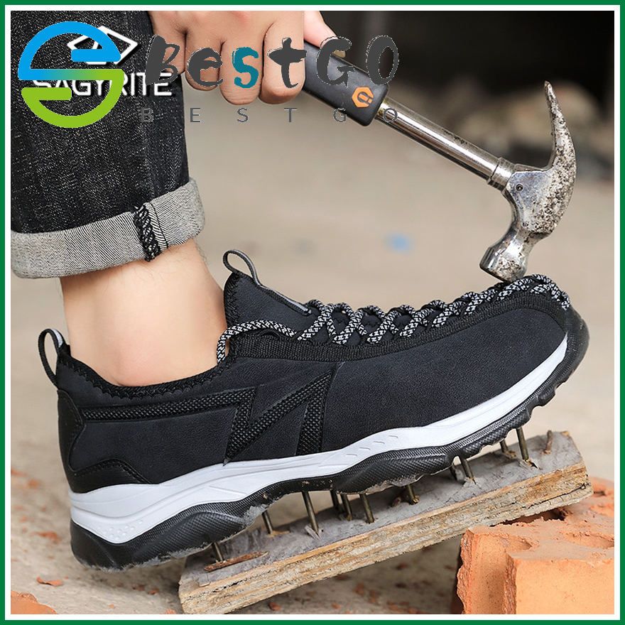 Size 39-45 Men's Safety Shoes With Steel Toe Cap Casual Men's Work Boots Indestructible Shoes Puncture-Proof Work Sneakers