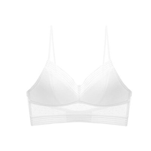 Bra Top Bralette bra Low Back Lace Bra dot mesh Ultra Thin Ladies Low Back Underwear Women White Lingerie Femme Bra