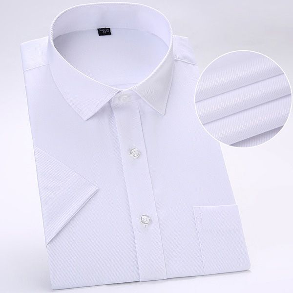 Men's Summer Casual Short Sleeve Dress Shirts Easy Care Regular-fit Formal Business Social Work Office Solid Basic Shirt